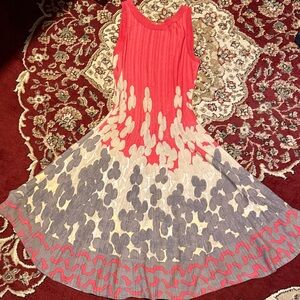 Red and Gray Sleeveless Dress